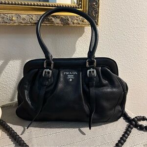 Prada Elegant Black Leather Shoulder Bag